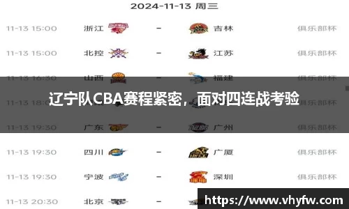辽宁队CBA赛程紧密，面对四连战考验