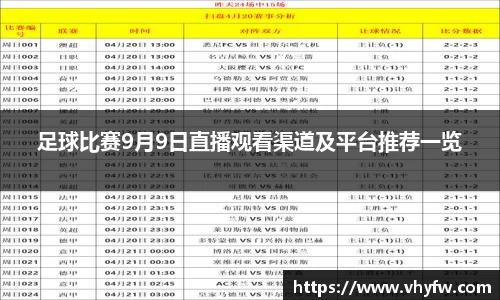 足球比赛9月9日直播观看渠道及平台推荐一览