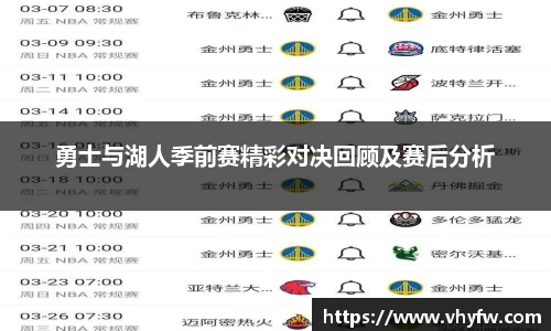 勇士与湖人季前赛精彩对决回顾及赛后分析